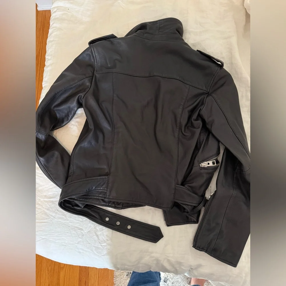 All Saints Balfern Black Leather Jacket - Picture 6 of 8